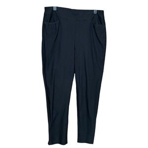 Chico's Black Pull On Pants Womens Size 05R Elastic Waist Pockets Straight Leg